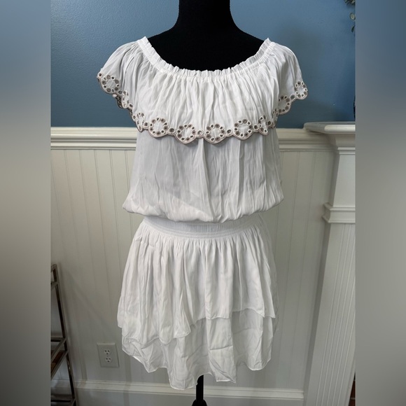 NEW WITH TAGS Ramy Brook White Cynthia Flounce Minidress ~ Medium - Picture 7 of 10